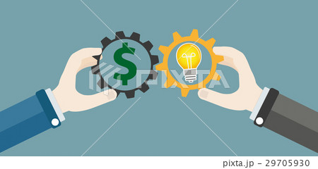 Hands Gears Idea Bulb Dollar Investor Concept Hands Gears Idea Bulb Dollar Investor Concept 29705930