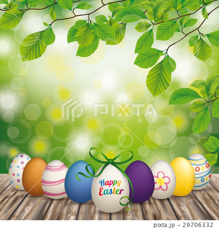 Wooden Ground Easter Eggs Green Nature 29706332