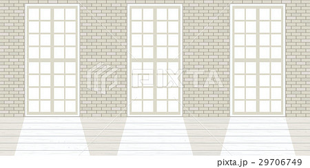Loft studio Interior. Big windows, white brick Loft studio Interior. Big windows, white brick 29706749