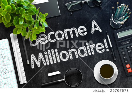 Become A Millionaire on Black Chalkboard. 3D 29707673