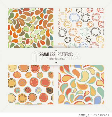 Abstract seamless set with petals and grunge rings 29710921