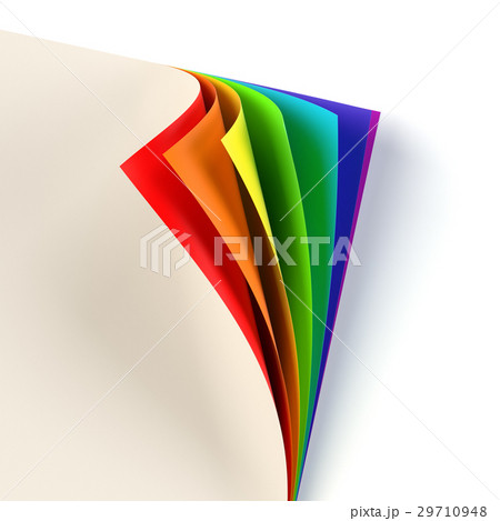 Rrainbow colored curled document corner 29710948