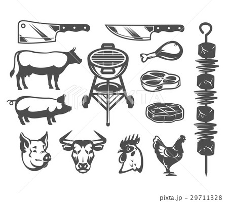 Set grill and barbecue icons 29711328