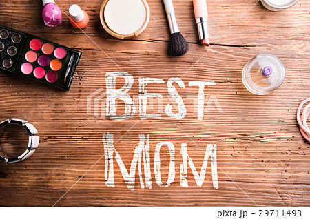 Mothers day composition. Beauty products on table Mothers day composition. Beauty products on table 29711493