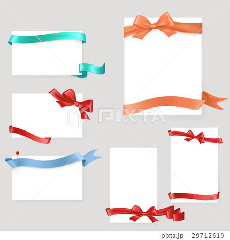 Set of paper form with satin ribbons and bows 29712610