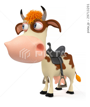 3d illustration of a cow with a saddle 3d illustration of a cow with a saddle 29713201