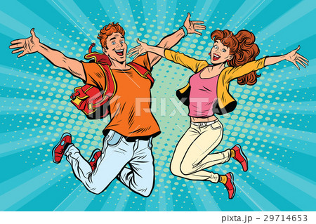Love couple young man and woman jumping 29714653