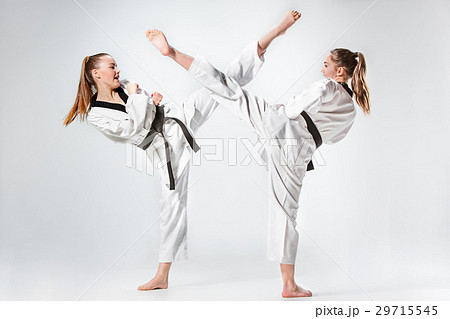 The studio shot of group of kids training karate 29715545