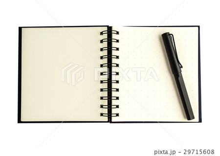 Black pen and blank notebook isolated Black pen and blank notebook isolated 29715608