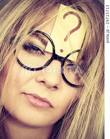 Tired crazy woman after intensive thinking 29715713