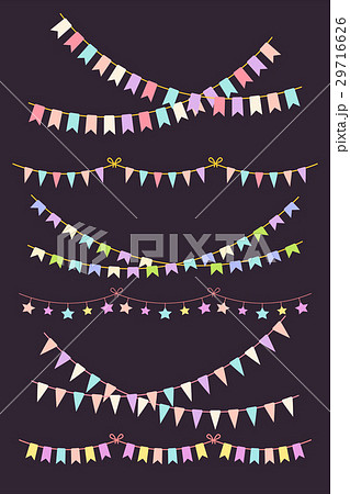 Multicolored bright buntings garlands. 29716626