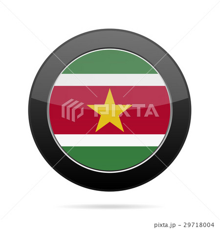Flag of Suriname. Shiny black round button.
