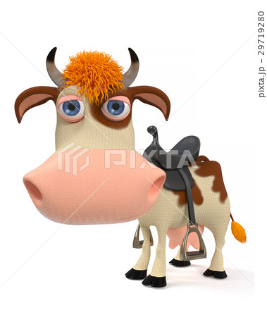 3d illustration of a cow with a saddle 3d illustration of a cow with a saddle 29719280
