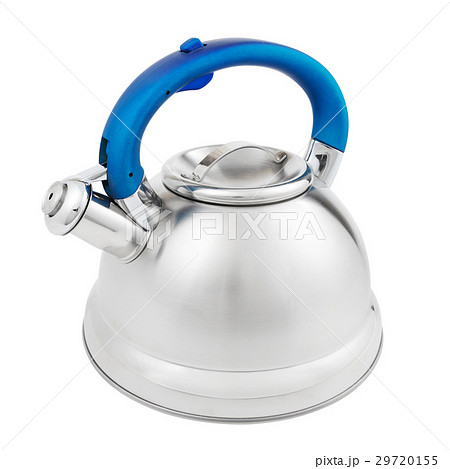 stainless tea kettle with whistle isolated  29720155