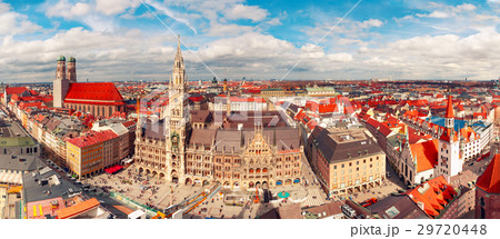 Aerial panoramic view of Old Town, Munich, Germany Aerial panoramic view of Old Town, Munich, Germany 29720448