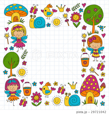 Illustration of magic forest with Fairies Doodle Illustration of magic forest with Fairies Doodle 29721042