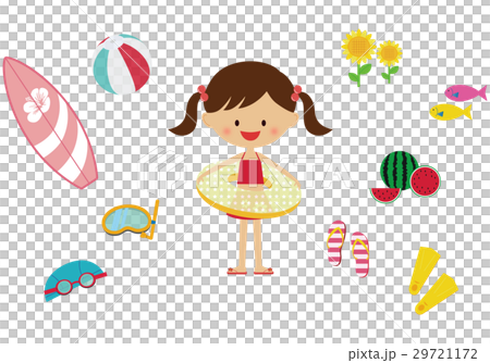 笑顔の女の子と夏・海のアイテム 29721172