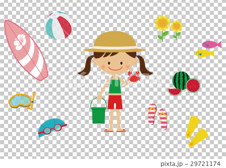 笑顔の女の子と夏・海のアイテム 29721174