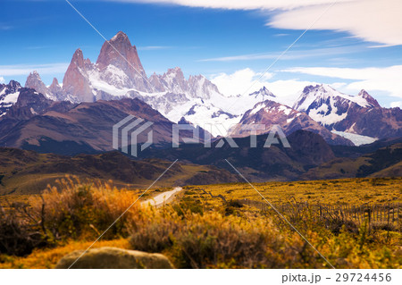 Views from highway at peaks of Andes 29724456