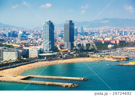 aerial view of Barcelona from Mediterranean aerial view of Barcelona from Mediterranean 29724692