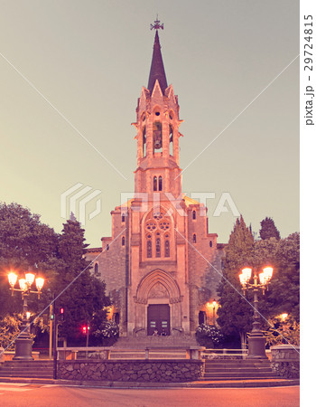 Evening view at Esglesia Major tower in Barcelona 29724815