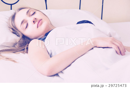 Portrait of girl sleeping in bed. Portrait of girl sleeping in bed. 29725473