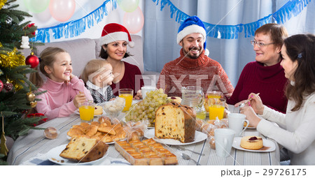 family talking animatedly during Christmas dinner family talking animatedly during Christmas dinner 29726175