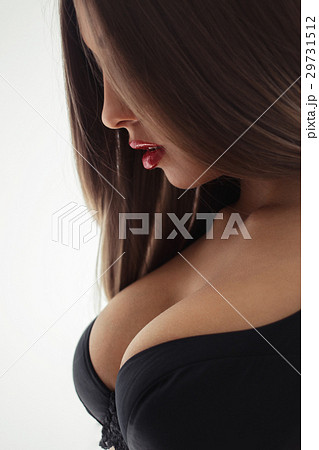 Young Beautiful Girl with Magnificent Breasts Chic Stock Image