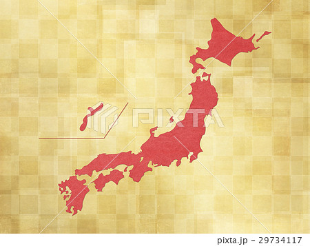 和紙の風合いを感じるイラスト（日本地図、金拍） 29734117