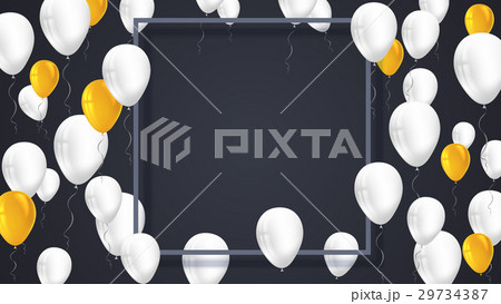 Poster background with white, yellow balloons and 29734387