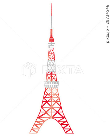 東京タワー 水彩イラストのイラスト素材