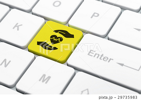 Insurance concept: Heart And Palm on computer 29735983
