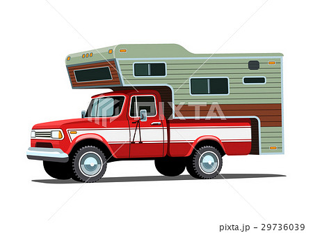 Camper shell on red pickup truck 29736039