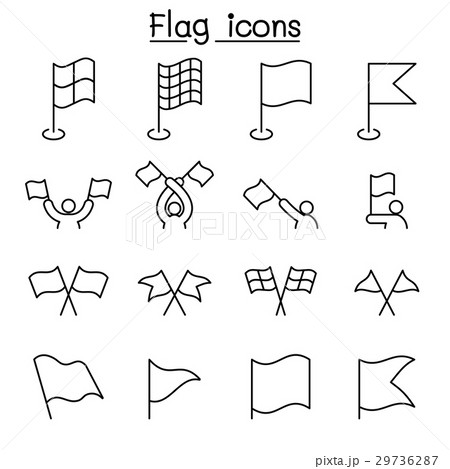 Flag icon set in thin line style 29736287
