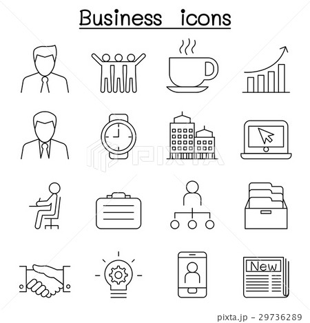Business icon set in thin lines style 29736289