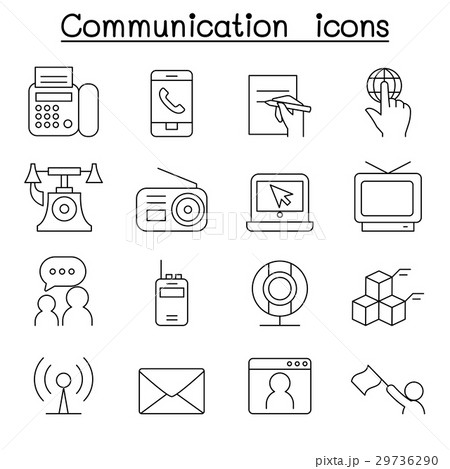 Communication icon set in thin line style 29736290