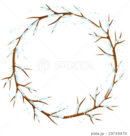 Winter frame with branches of tree and snow 29739970