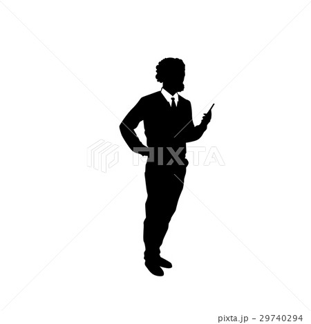 Business Man Black Silhouette Using Cell Smart 29740294