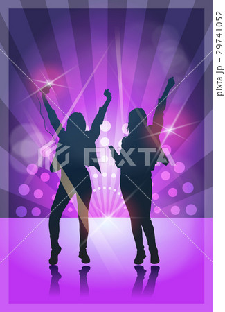 Silhouette Woman Group Dancing Night Club Light 29741052