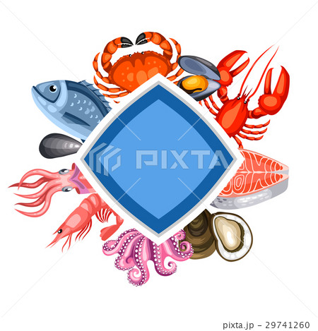 Background with various seafood. Illustration of 29741260