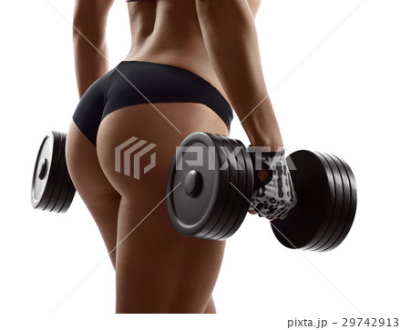 Gorgeous fitness woman with dumbbells 29742913