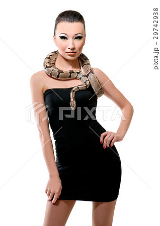 Beautiful Asian girl in a little black dress 29742938