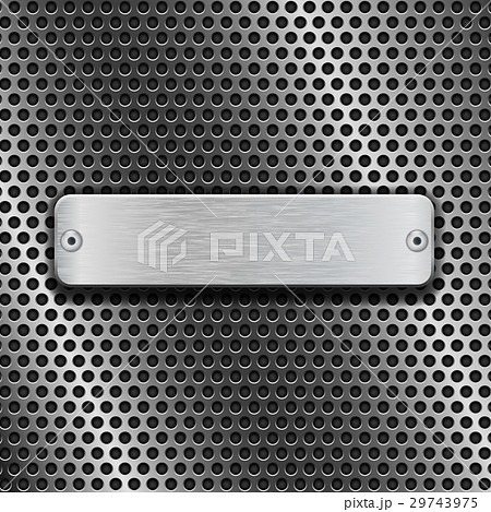 Stainless steel brushed plate on blue metal Stainless steel brushed plate on blue metal 29743975