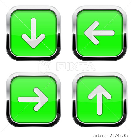 Green buttons with arrows. Square 3d icons with 29745207