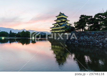 Matsumoto castle and sunset sky at nagano japan Matsumoto castle and sunset sky at nagano japan 29746138
