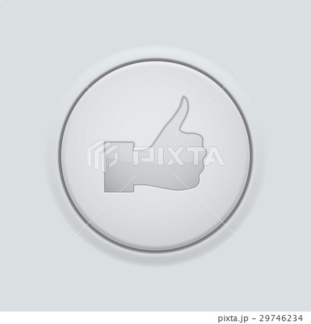 Thumbs up icon. White round plastic button Thumbs up icon. White round plastic button 29746234