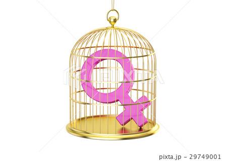Birdcage with female gender symbol, 3D rendering 29749001