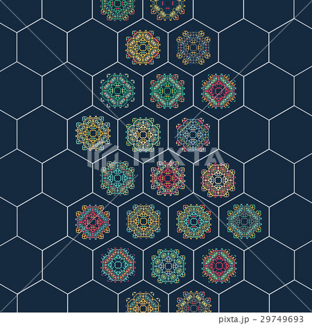 Set in oriental style on hexagons background 29749693