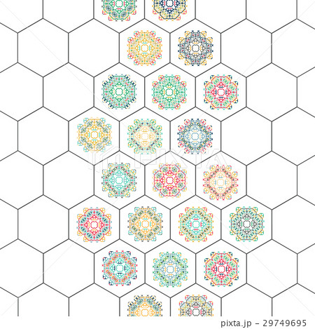 Set in oriental style on hexagons background Set in oriental style on hexagons background 29749695