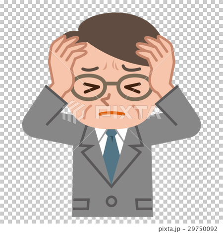 頭を抱え悩むシニア男性 29750092